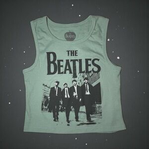 Apple Corps The Beatles Women’s Light Green Cropped Cotton Tank Top Size S